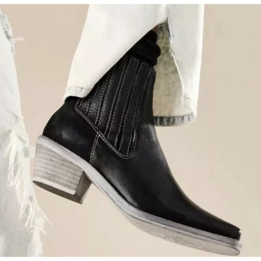 Free People Landry Square Toe black Western Boots